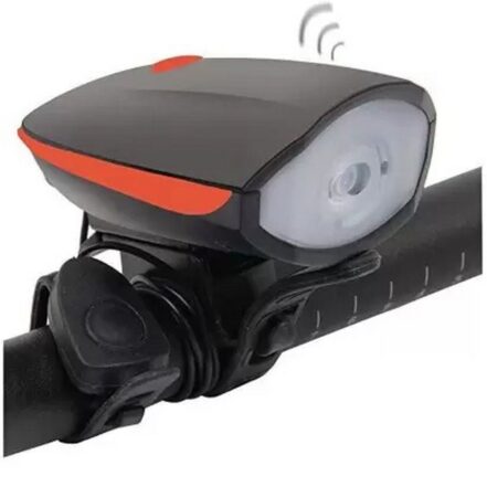 BLACKBELL 2 in 1 USB Rechargeable BicycleBike Horn LED Front Light (3 modes) (Black, Orange) (2)