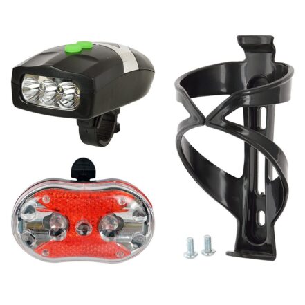 LED Front Light & Horn, USB Tail Light (LED) & Black Bottle Cage (1)