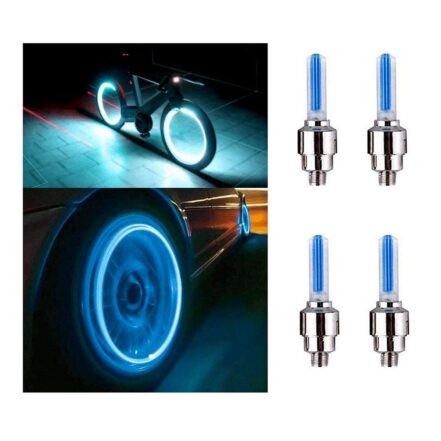 LED Tyre Light 4x Blue Tyre Valve Cap Tail Lights for Bike (2)
