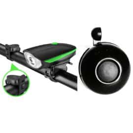 ONTRACK 2-in-1 USB Rechargeable Bicycle Horn LED Front Light (3 modes) (Black, Green)
