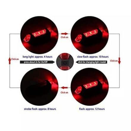 OnTrack Power Beam 5 LEDs Bicycle Head Light & USB Rechargeable Tail Light Set Combo (Black, Red) (4)