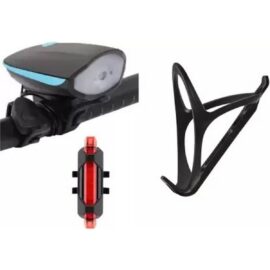 OnTrack USB Rechargeable Cycle Horn Light + USB Rechargeable Cycle tail light + DC bottle cage